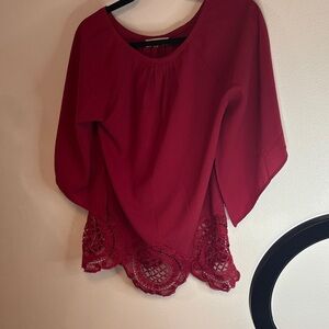 Sugarlips Red Blouse with Lace Detail